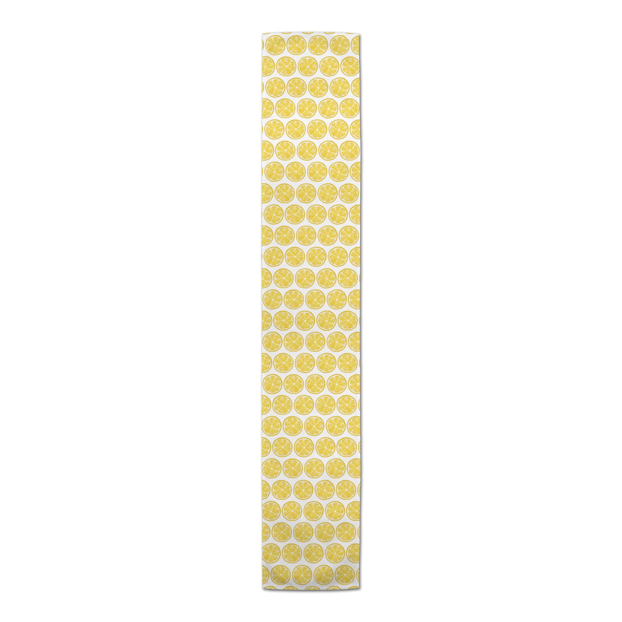 90'' Lemon Pattern Cotton Twill Table Runner